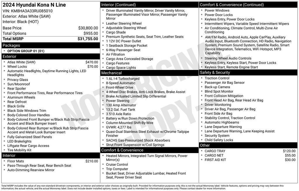 used 2024 Hyundai Kona car, priced at $25,900