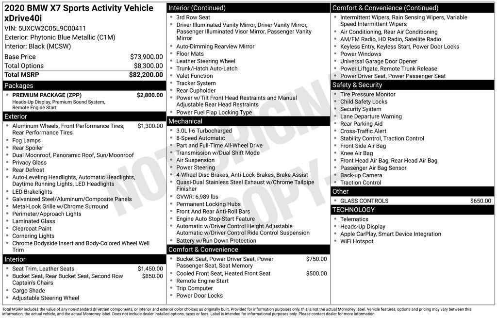 used 2020 BMW X7 car, priced at $33,600
