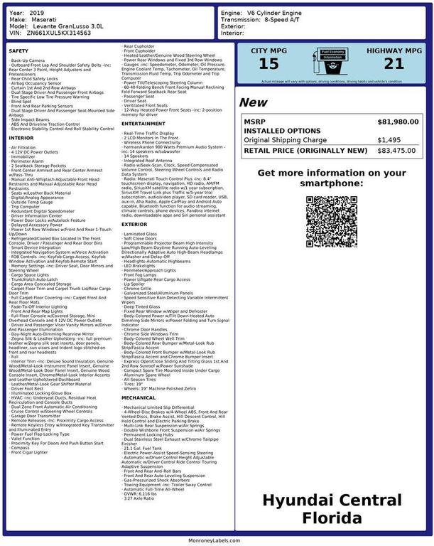 used 2019 Maserati Levante car, priced at $24,900