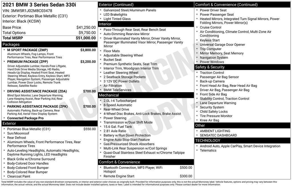 used 2021 BMW 330 car, priced at $26,500