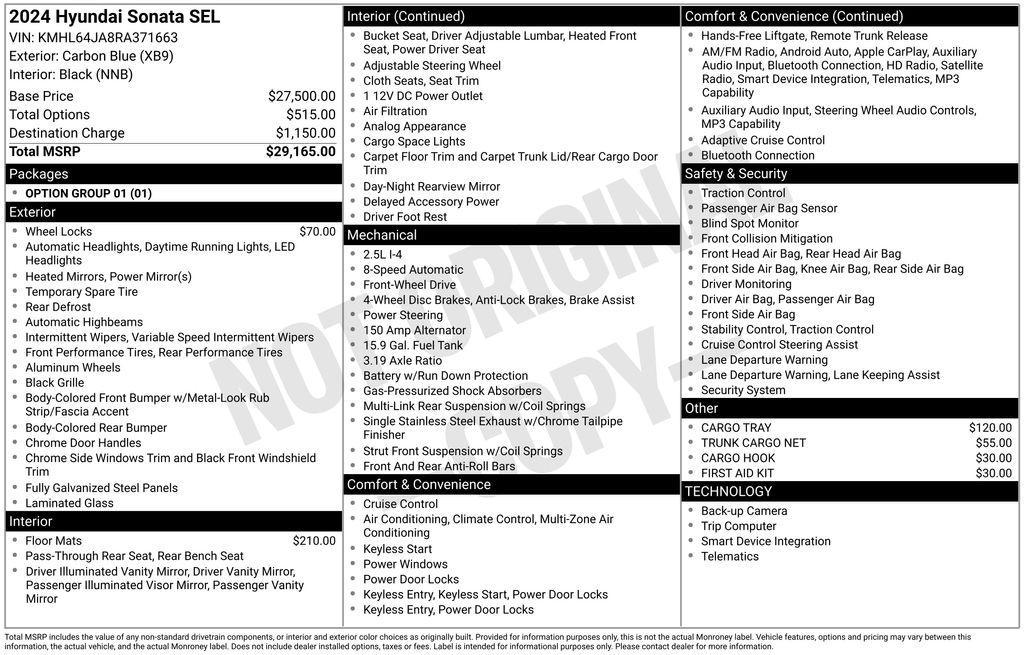 used 2024 Hyundai Sonata car, priced at $24,800