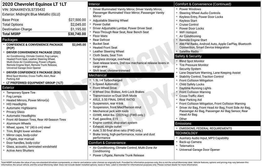used 2020 Chevrolet Equinox car, priced at $15,500