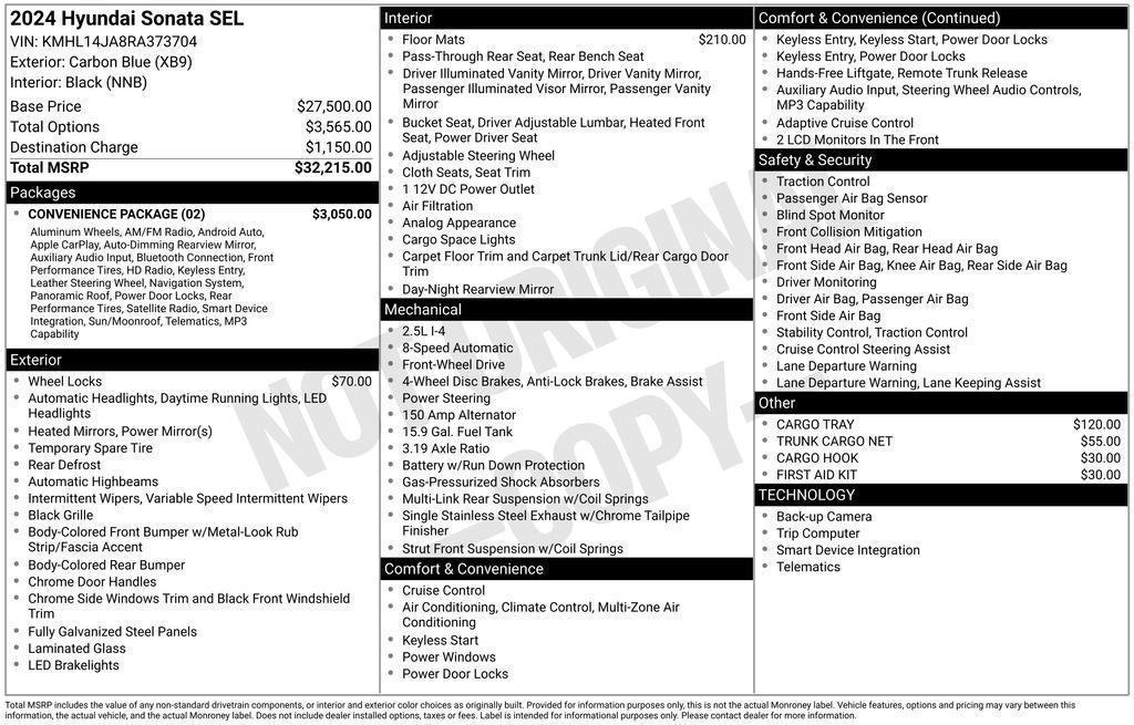 used 2024 Hyundai Sonata car, priced at $23,000