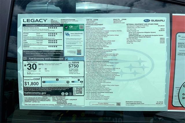 new 2024 Subaru Legacy car, priced at $34,292