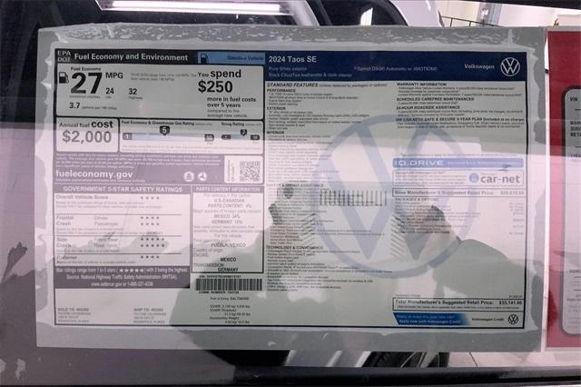 new 2024 Volkswagen Taos car, priced at $31,906