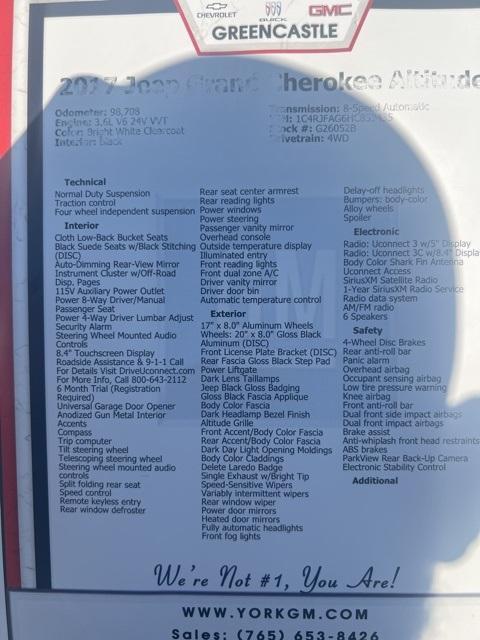 used 2017 Jeep Grand Cherokee car, priced at $15,377