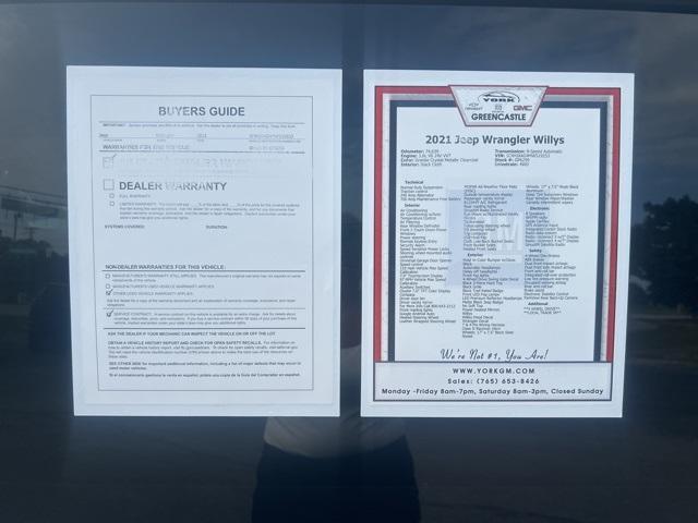 used 2021 Jeep Wrangler car, priced at $25,284