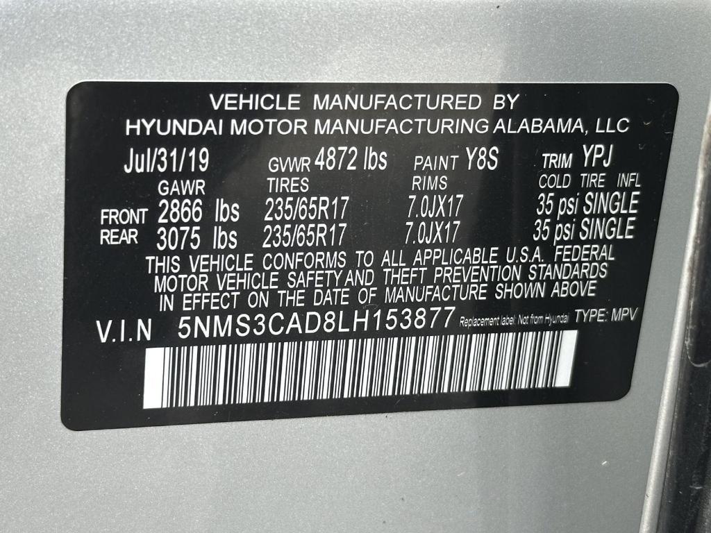 used 2020 Hyundai Santa Fe car, priced at $15,995