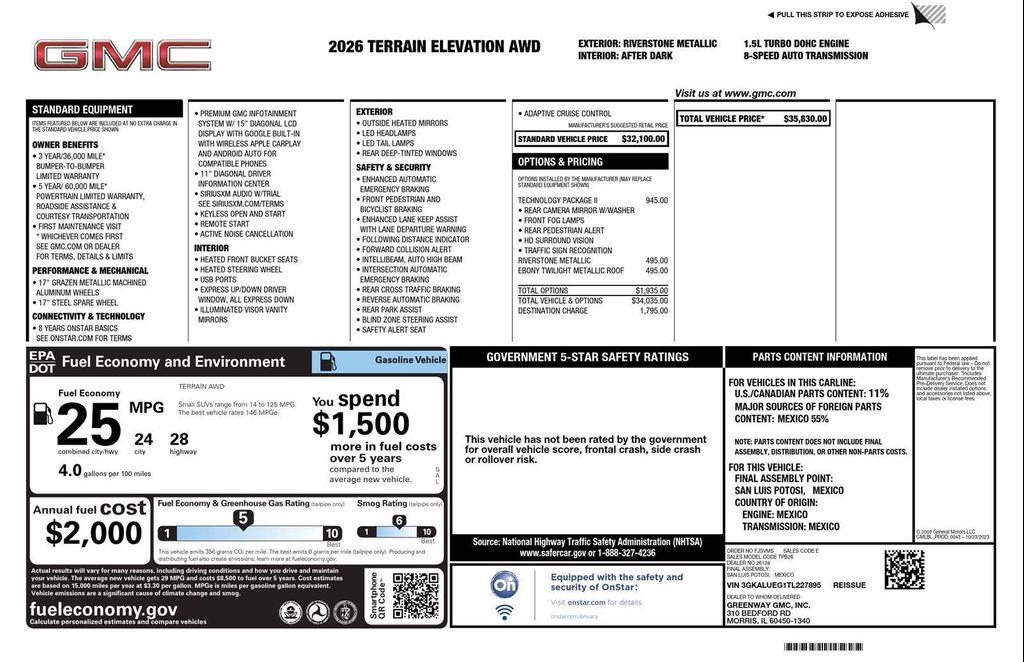 used 2026 GMC Terrain car, priced at $32,878