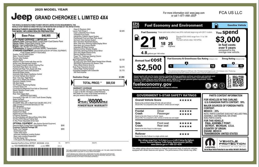 new 2025 Jeep Grand Cherokee L car, priced at $51,237