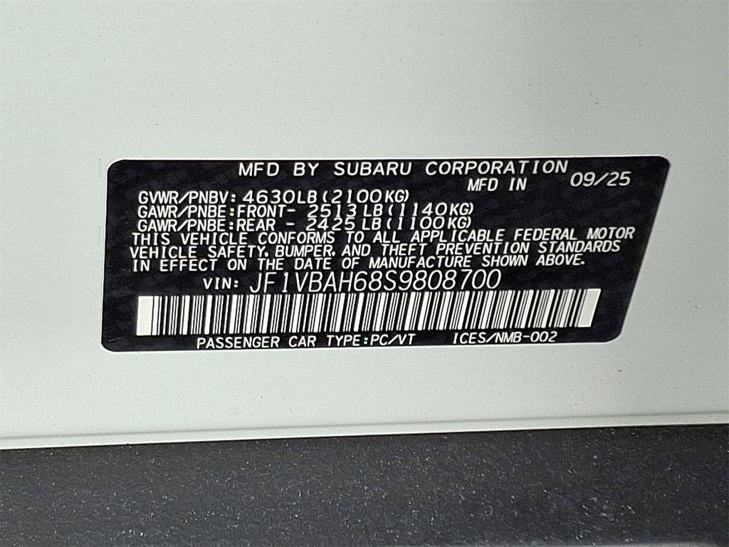 new 2025 Subaru WRX car, priced at $39,173