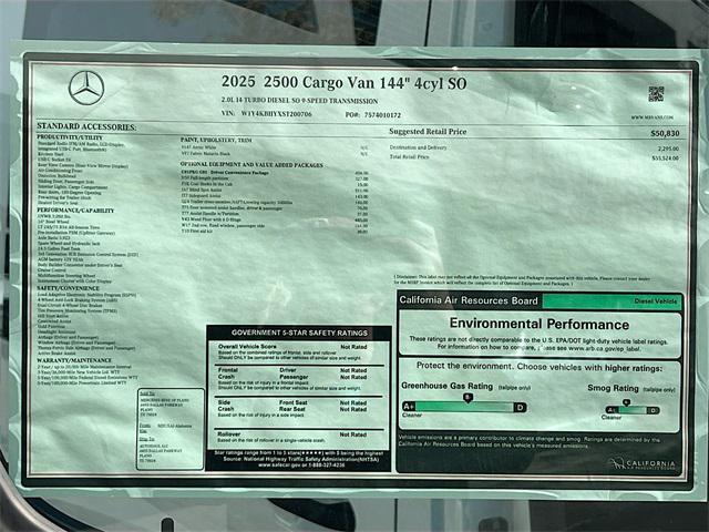 new 2025 Mercedes-Benz Sprinter 2500 car, priced at $53,524