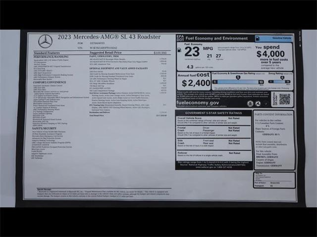 new 2023 Mercedes-Benz AMG SL 43 car, priced at $116,565