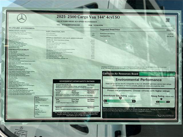 new 2025 Mercedes-Benz Sprinter 2500 car, priced at $57,785