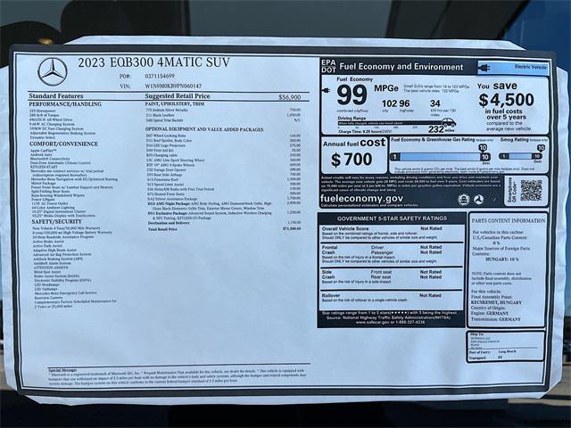 new 2023 Mercedes-Benz EQB 300 car, priced at $71,500