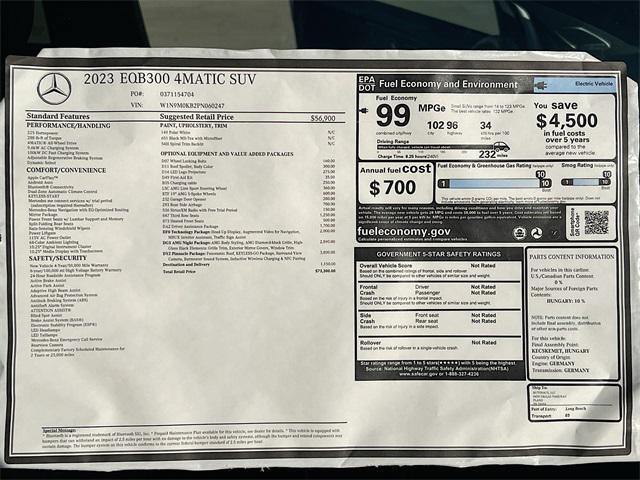 new 2023 Mercedes-Benz EQB 300 car, priced at $73,300