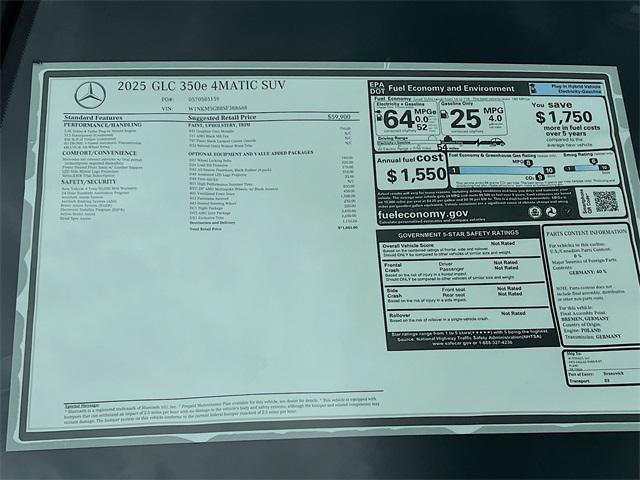new 2025 Mercedes-Benz GLC 350e car, priced at $71,045
