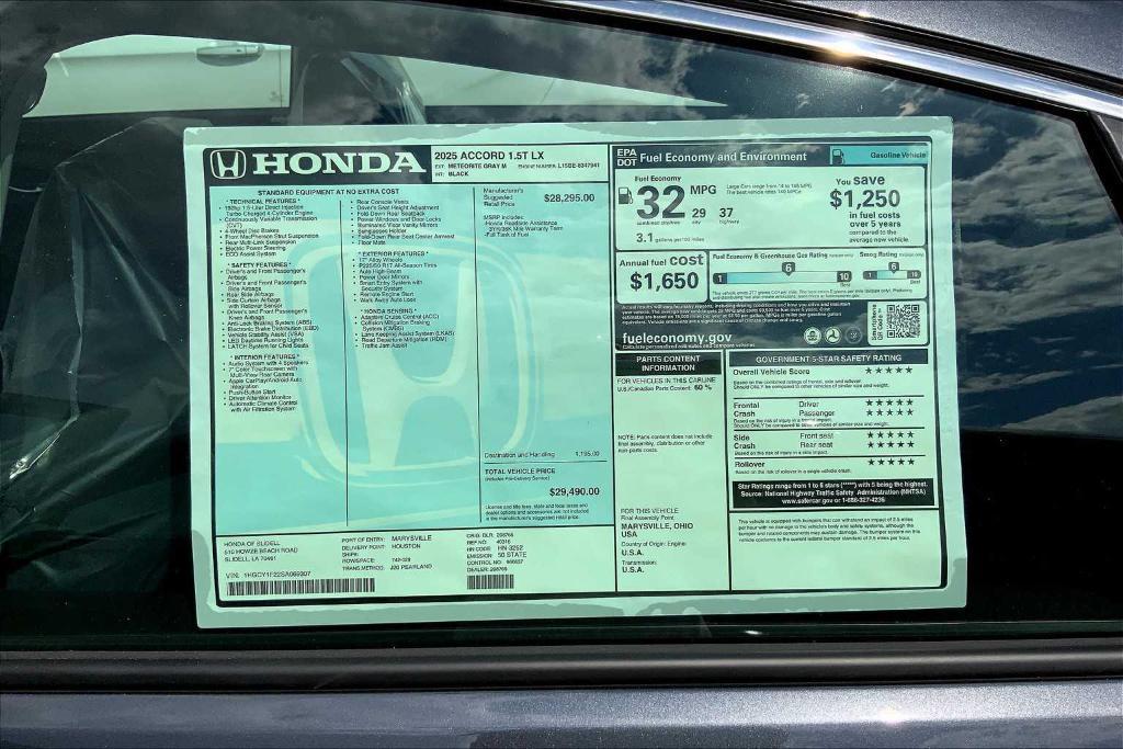 new 2025 Honda Accord car, priced at $28,444