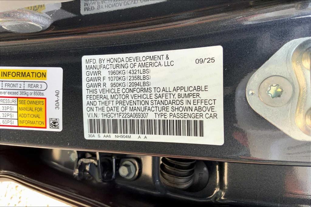 new 2025 Honda Accord car, priced at $28,444