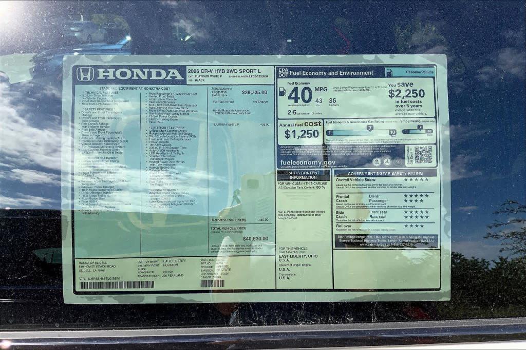 new 2026 Honda CR-V Hybrid car, priced at $40,630