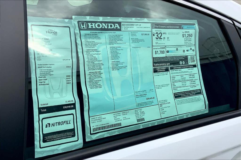 new 2024 Honda Accord car, priced at $28,245