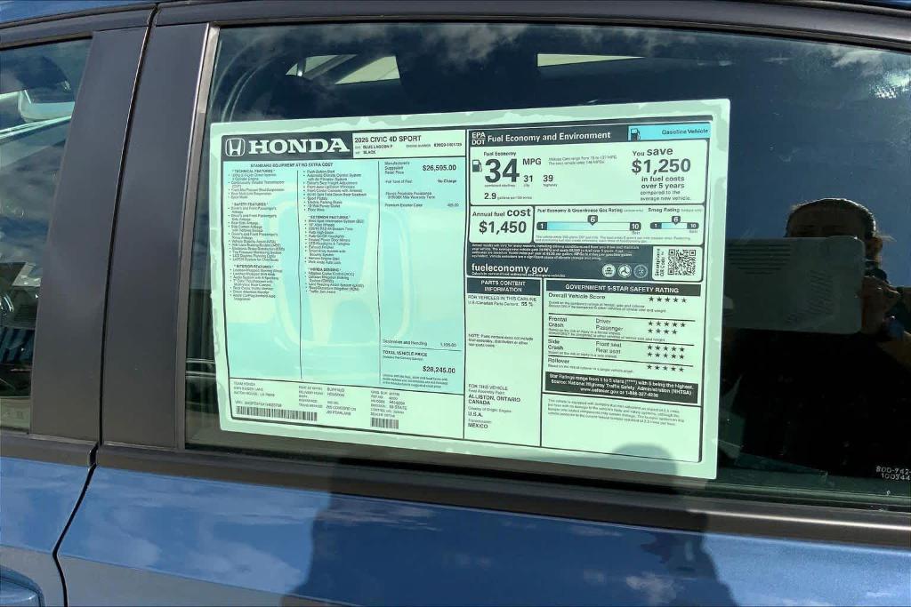 new 2026 Honda Civic car, priced at $28,245