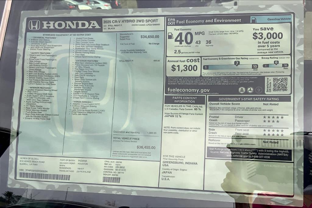 new 2025 Honda CR-V Hybrid car, priced at $36,155