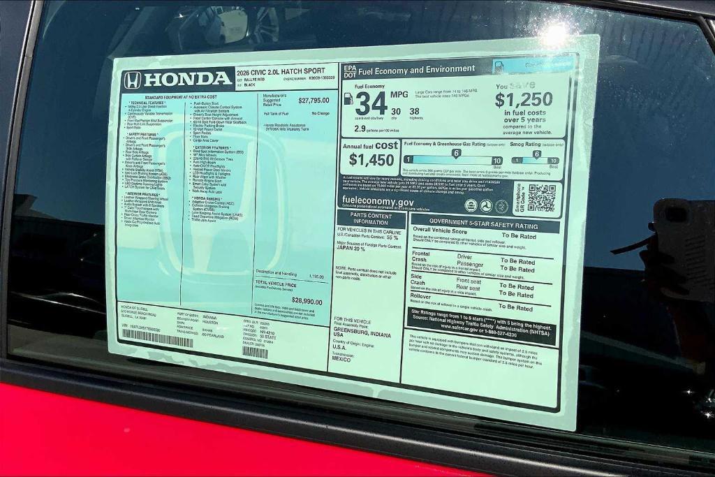 new 2026 Honda Civic car, priced at $27,685