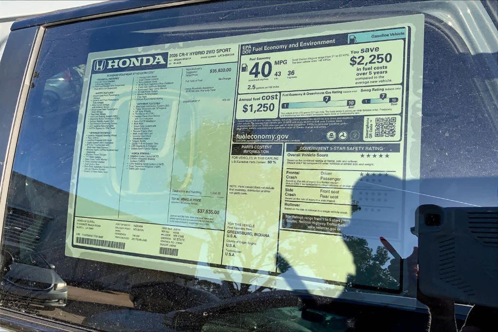 new 2026 Honda CR-V Hybrid car, priced at $37,535