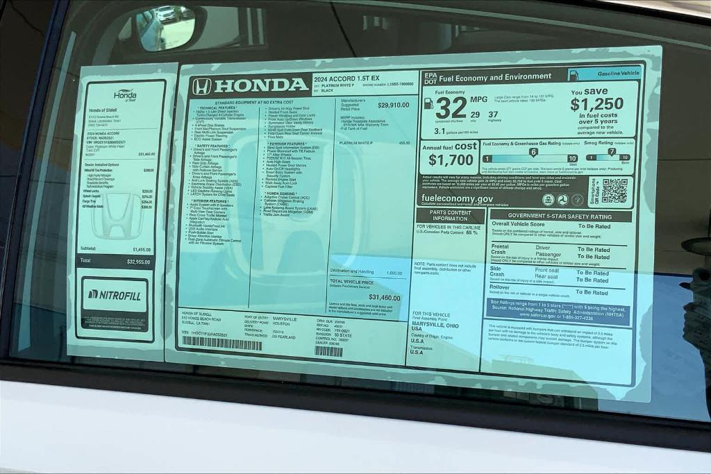 new 2024 Honda Accord car, priced at $30,060