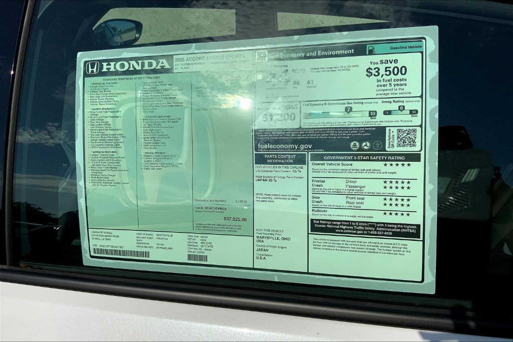 new 2025 Honda Accord Hybrid car, priced at $35,264
