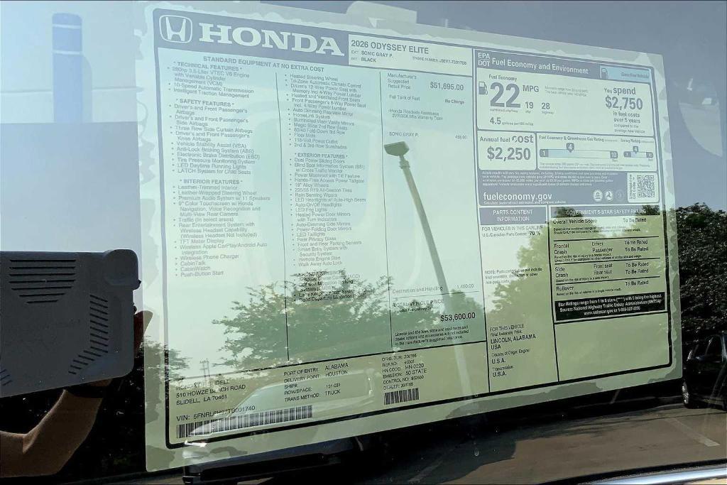 new 2026 Honda Odyssey car, priced at $53,600