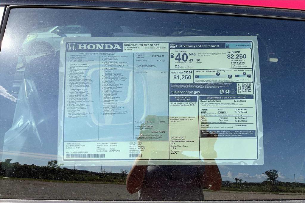 new 2026 Honda CR-V Hybrid car, priced at $38,537