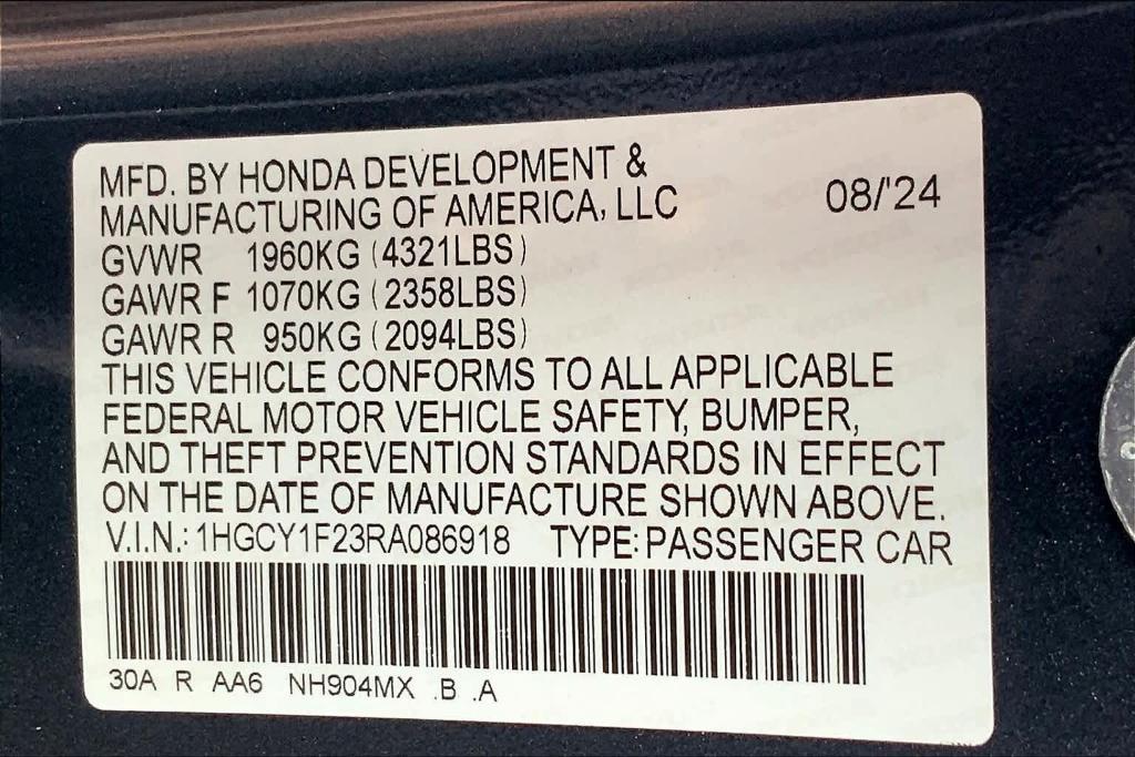 new 2024 Honda Accord car, priced at $27,840