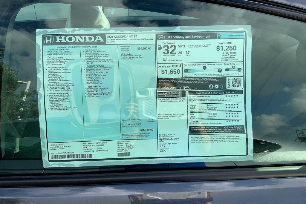 new 2025 Honda Accord car, priced at $30,273