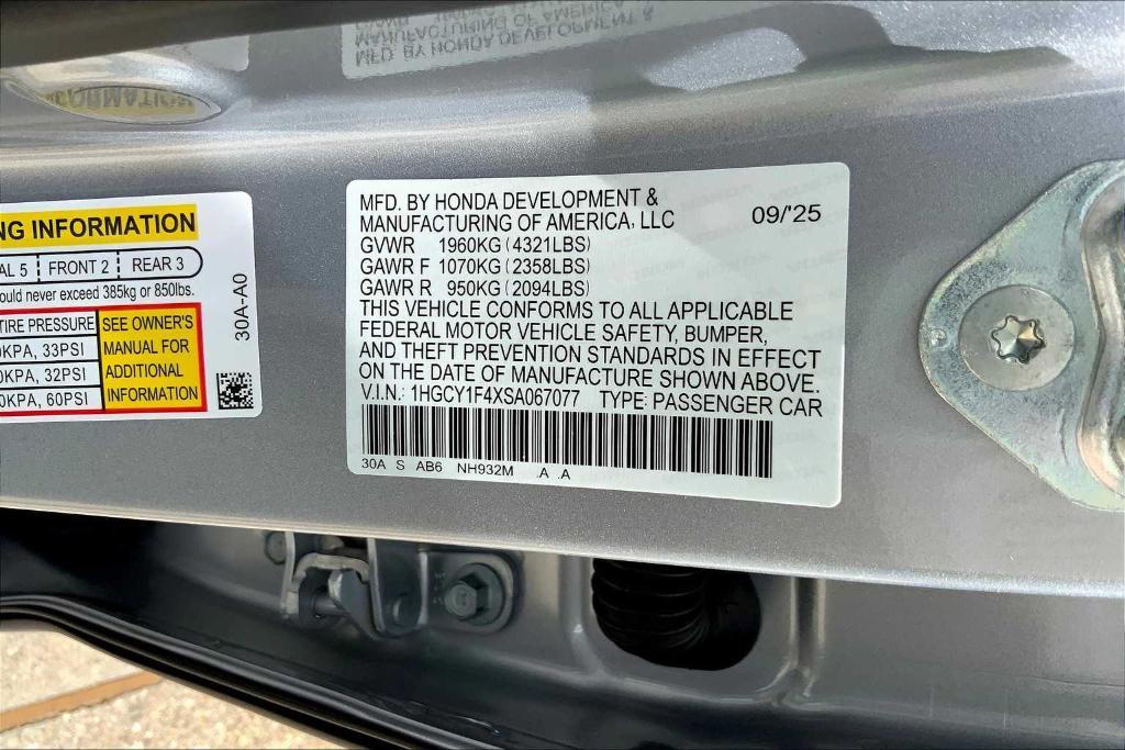 new 2025 Honda Accord car, priced at $30,450