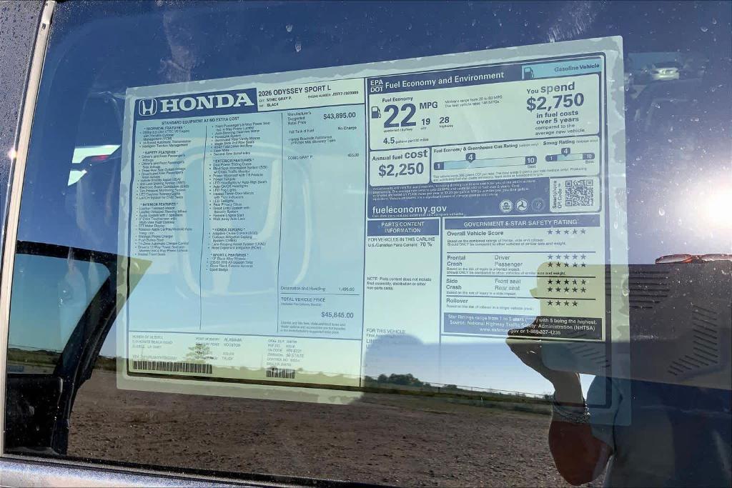 new 2026 Honda Odyssey car, priced at $45,845