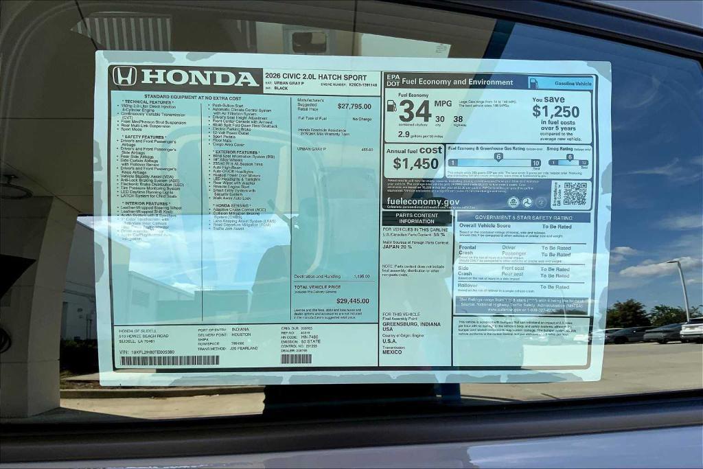 new 2026 Honda Civic car, priced at $28,120
