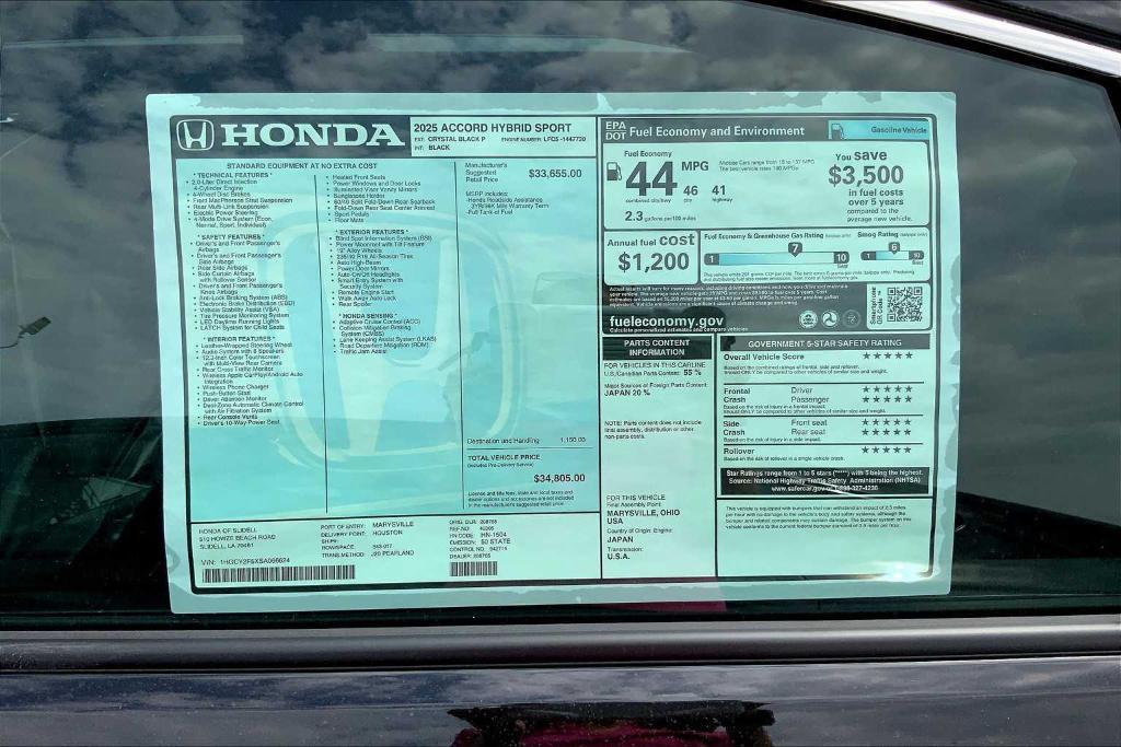 new 2025 Honda Accord Hybrid car, priced at $34,805