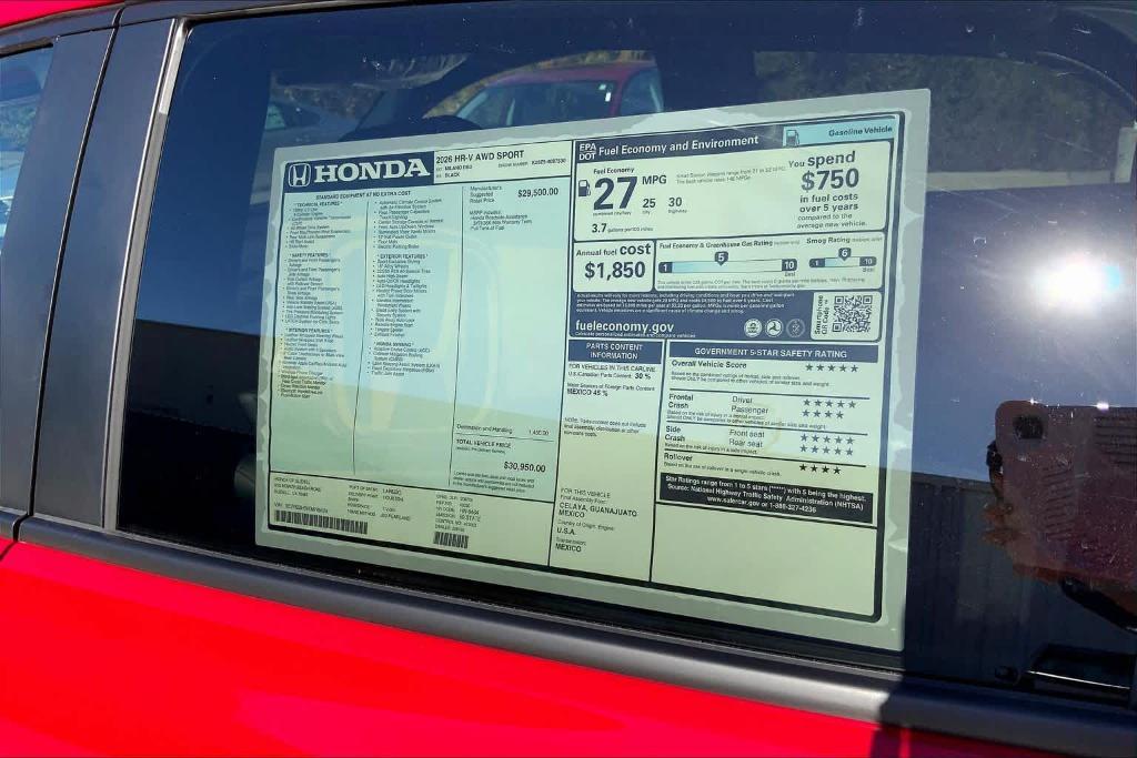 new 2026 Honda HR-V car, priced at $30,950