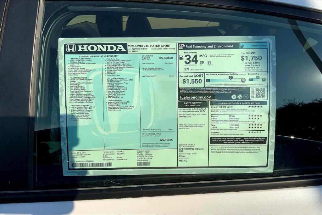 new 2025 Honda Civic car, priced at $27,800