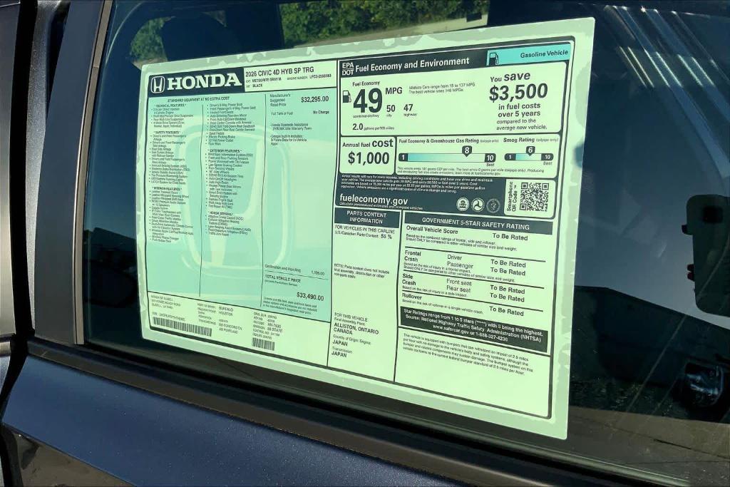 new 2026 Honda Civic Hybrid car, priced at $33,490