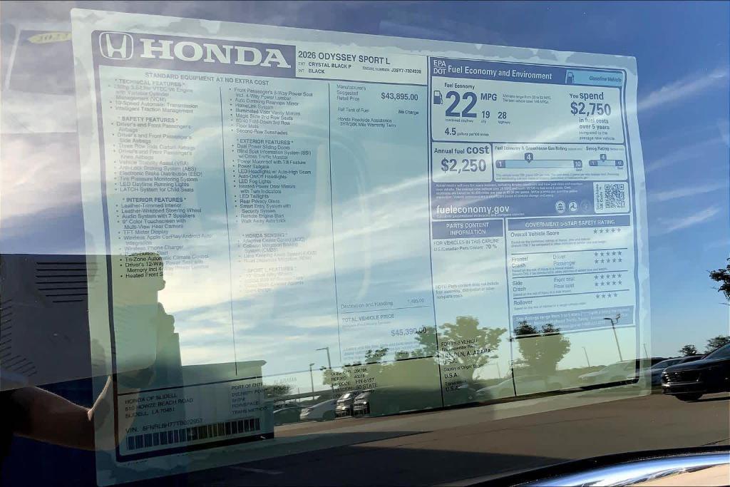 new 2026 Honda Odyssey car, priced at $45,390
