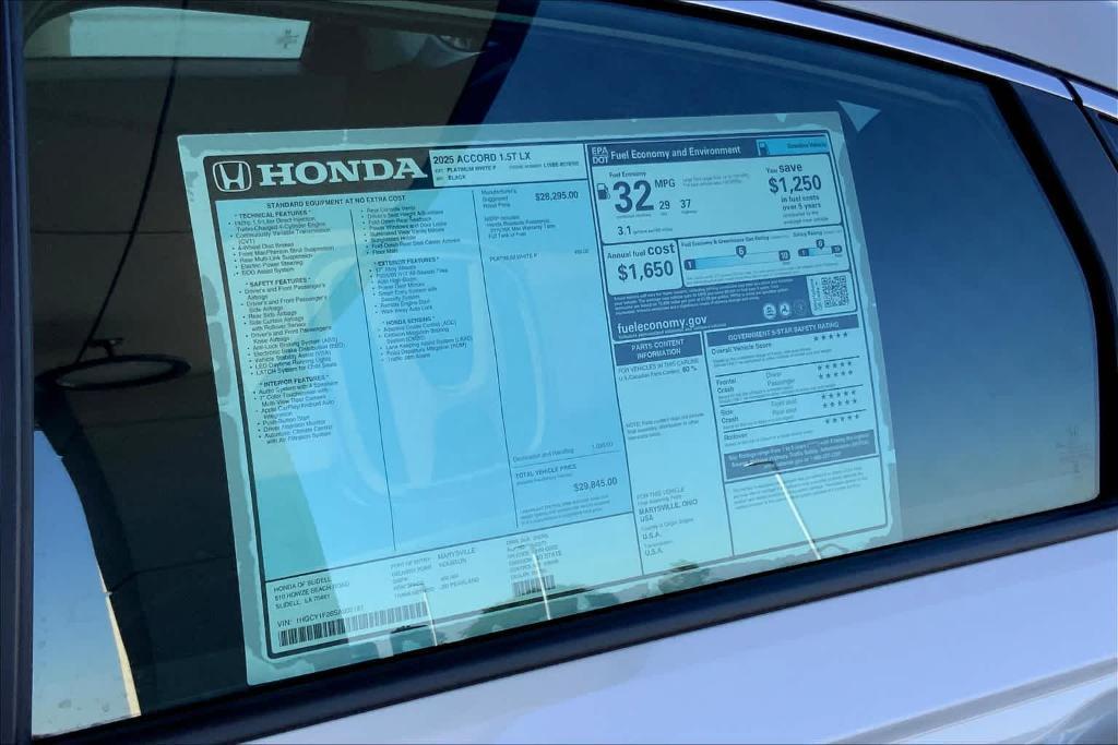 new 2025 Honda Accord car, priced at $29,845