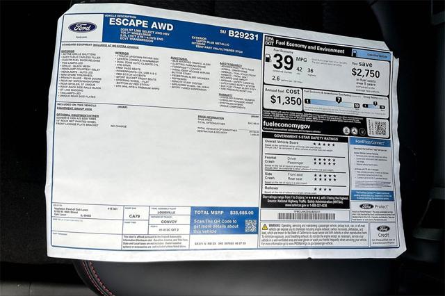 new 2025 Ford Escape car, priced at $31,877