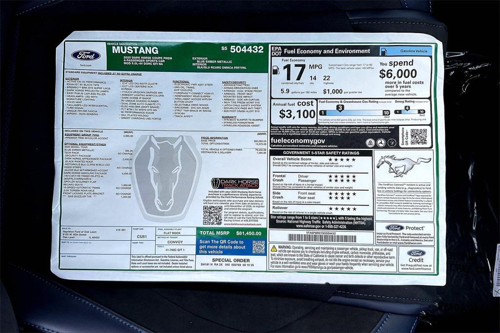 new 2025 Ford Mustang car, priced at $75,973