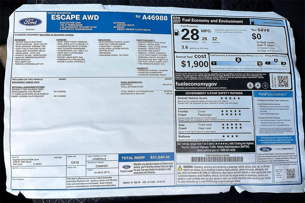 new 2025 Ford Escape car, priced at $23,519