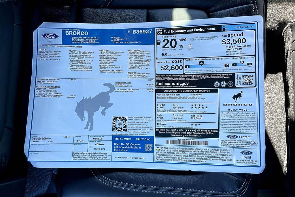 new 2025 Ford Bronco car, priced at $47,130