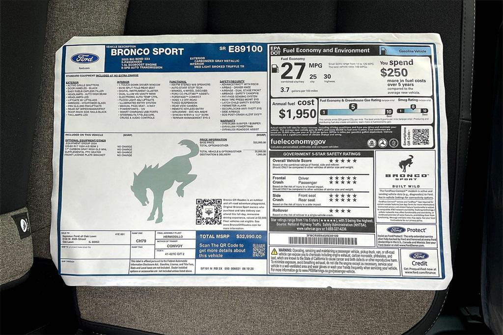new 2025 Ford Bronco Sport car, priced at $30,740
