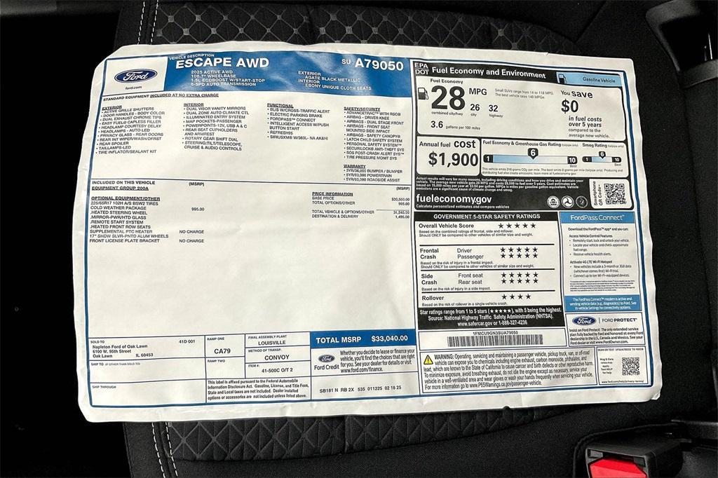 new 2025 Ford Escape car, priced at $25,937